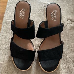 Franco Sarto. Black wedge sandal.  Only worn once.